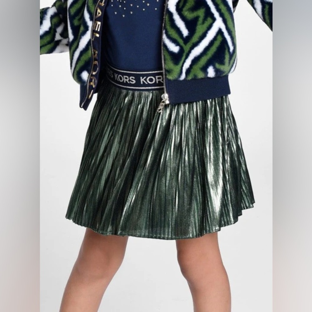 Michael Kors Shimmering Green Pleated Skirt